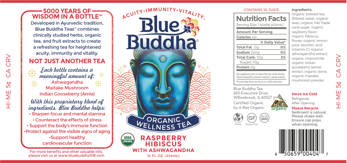 Blue Buddha Tea - Raspberry Hibiscus - 12 Pack Bottles – Blue Buddha 108